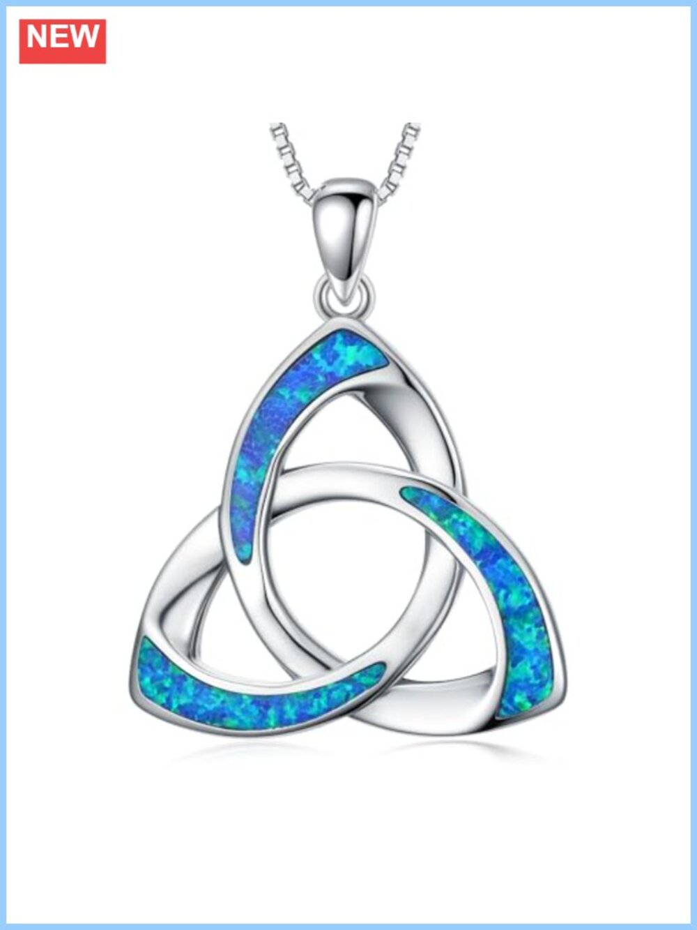 Sterling Silver Celtic Trinity Knot Opal Pendant Necklace 18" Gift